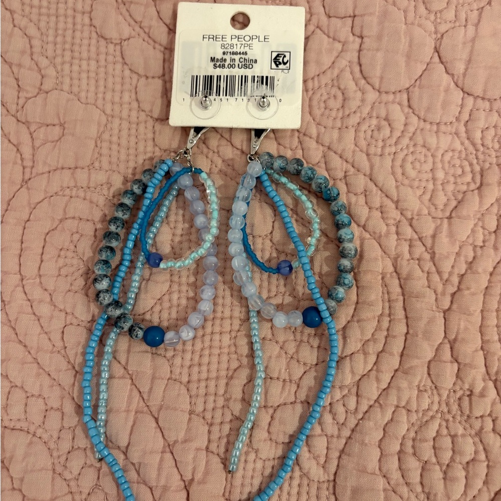 Free People whale tail Silver and Blue Earrings - Picture 3 of 4
